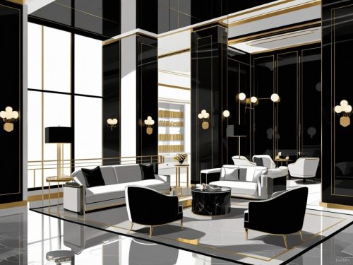 Exclusive-Business-Club-Executive-Lounges-in-black-white-golden-theme